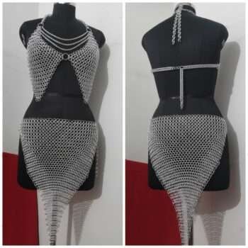 Light Weight Chainmail Top & Skirt Set For Cosplay Outfit