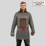 Medieval Chainmail Hauberk with Gloves Skirt Set 9MM Flat Ring Riveted Washer